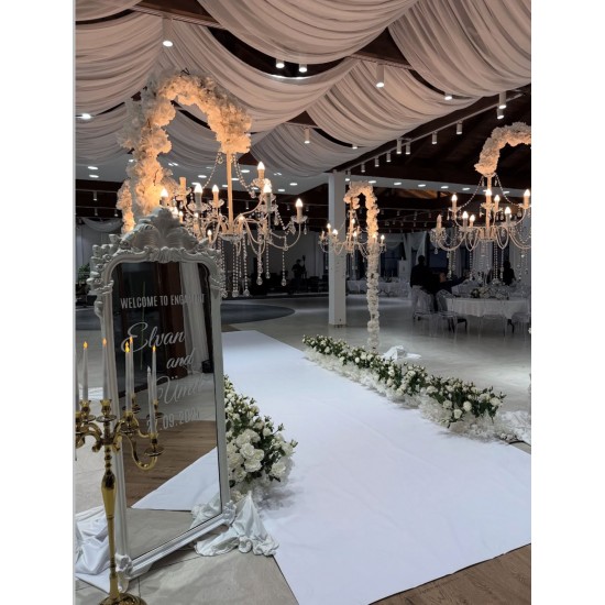 Varaklı Gold Karşılama Aynası – Lüks Dekoratif Boy Ayna | Organizasyon Outlet